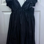 V neck ruffle short black dress Size L Photo 0