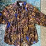 Vintage CST Studio tiger leopard print motif button down blouse, size 2X Purple Photo 0