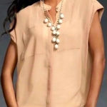 CAbi By Anthropologie Top Cabichai Tea Sheer 970 Cap Sleeve Blouse Medium Photo 0