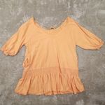 Free People  Beach Smock Hem Cover Up Dress Orange size Small Ruffle Hem Photo 4