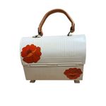 70s Vintage Aladdin Industries Painted Floral Lunchbox purse cream Photo 5