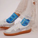 Free People Tie a Bow Ankle Socks in Light Blue Photo 1