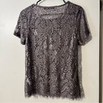 BKE Purple Lace Short Sleeve Blouse Photo 4