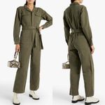 ALEX MILL Mel Cotton Linen Blend Twill Jumpsuit Size Small Army Green Photo 8