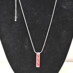 Christopher & Banks NWT C&B Stunning Red Rhinestone Pendant Silver Tone Link Chain 18"-20" Necklace Photo 1