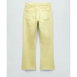 ZARA Mid Rise Crop Flare Lime Yellow Stretch Jeans NWT Size 8 Photo 2