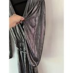 Love Sadie Silver Metallic Faux Wrap Ballon Sleeve Party Cocktail Dress Size XS Photo 7