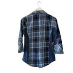 Ci Sono Plaid Collection Blue Button Down shirt ribbed cage denim SZ L #2271 Photo 7