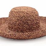 Vintage Bass Woven Braided Raffia Straw Sun Hat Dark Brown Y2K 90s Blossom OS Photo 7