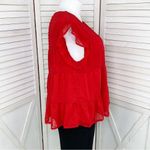 Kirundo Clip Dot Tiered Ruffle Chiffon Babydoll Tunic Top‎ Red XL Red Photo 2