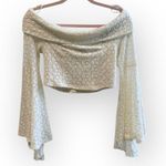 By Together  Off-Shoulder Bell Sleeve Crop Top | Ivory Lace | Size M | NWT Photo 0