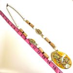 Lee Sands vintage cheetah cubs ceramic beaded statement necklace Photo 7