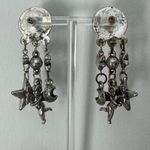 Vintage Silver Tone Celestial Stars Moon Angel Dangle Earrings Photo 7
