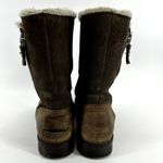 Sorel Emelie Boots Foldover Winter Leather Faux Fur Shearling Waterproof Brown 8 Photo 5