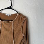Gaze Shirt Womens Large Brown Long Sleeve Lettuce‎ Hem Ribbed Top Forest Fairy Photo 1