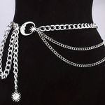 Silver Boho Moon and Star Multilayer Adjustable Chain Belt Photo 0
