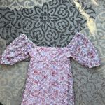 BCBGeneration Floral Embroidered Puff Sleeve Ruffle Dress Purple 6 Photo 2