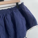 Mud Pie  Dress Small Strapless Navy Pom Pom Nautical Coastal 100% Cotton Casual Photo 4