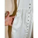 Lands' End Women's Petite Linen Sweetheart Button Front Midi Dress Flutter Sleeve Small Photo 6