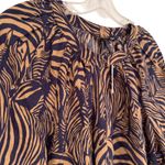 Banana Republic Zebra Print Linen Blouse Women's Large Brown Black Boho Career Photo 3