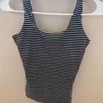 Everlane  Black and White Striped Tank Top Photo 0
