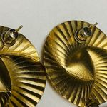 H.I.P. Gold Tone Retro Disc Pierced Dangle Earring Geometric Swirl Gypsy Vibe VTG Photo 10