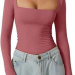 Babaton Aritzia Contour Square Neck Bodysuit Long Sleeve Maeve Pink Willow Photo 3