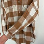 American Eagle  Oversized Plaid Flannel Sz Small Tan Brown Pullover Photo 9