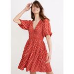 Madewell ‎ Sophia Mini Dress Bandana Flower Red Spring Button Down Women's Size M Photo 1