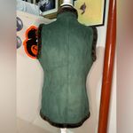 Denim & Co  Green Faux Leather Vest Photo 4