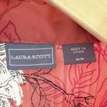 Laura Scott Coral Orange Pink Floral Pleated Black White Flowers  Size Medium Photo 3