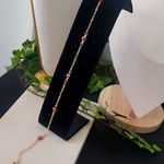 Gold Filled Chain Ankle Bracelet with Red Enamel Evil Eye Photo 1