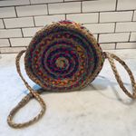 ShiraLeah Round Crossbody Bag Jute Colorful Woven Shoulder Bag Tan Photo 1