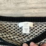 J. Jill Black White Stripe Cotton Linen Sweater 3/4 Sleeve J47 Size XS Photo 1