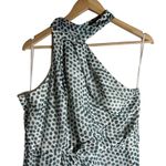 Elle Zeitoune Grace White Teal Polka Dot l Halter High Neck Formal Gown Large Blue Photo 6