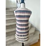 Holding Horses Anthropologie White, Blue & Pink Fringe Sleeveless Shift Dress Photo 2