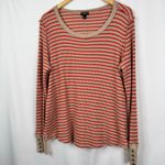Torrid Womens Striped Long Sleeve Thermal Fitted Crew Neck Beige Red Size 2 Photo 7