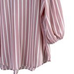Adrianna Papell  V-Neck 3/4 Balloon Sleeve Crepe Blouse in‎ Pink White Stripes, S Photo 5