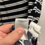 Buttons Anne Kline Navy Blue & White Striped Top with Decorative  on Shoulders L Photo 4