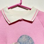 Vintage Fruit of the loom sweatshirt collared pink with dog and cat : Box R: Size L Photo 4