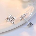 Boutique NEW 925 Sterling Silver Clover Diamond Stud Earrings Photo 14