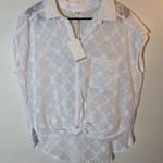 Splendid  Collection Women's White Button Down Top Sleeveless Tie‎ Front Photo 0