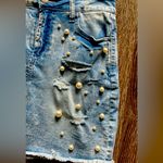 Tinseltown  - Distressed Pearl Detailed Denim Jean Skirt Photo 1