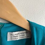 Vintage 80s Karin Stevens Teal Midi Dress Sz 4 Beaded Waist Puff Sleeves Blue Photo 9
