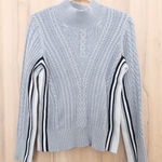 Halogen  Womens Cable Knit Sweater Size S Gray Mock Neck Minimalist Cozy Preppy Photo 0