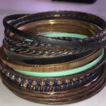 Multi Color Gold Tone Copper Tone Brass Fabric Boho Bangles Photo 4