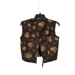 Handmade Vintage Floral 3 Piece Set Womens 4/6? Sleeveless Top Skirt Shawl Brown Photo 2