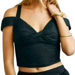 Anthropologie Maeve medium off the shoulder smocked linen crop top TS 2711 Photo 0