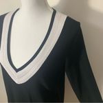 Talbots Petite Black White V-neck Crochet Knit Sweater Size LP Photo 4