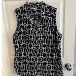 Jaclyn Smith  Sleeveless Button Up Shirt Size 2X Black/White Photo 0